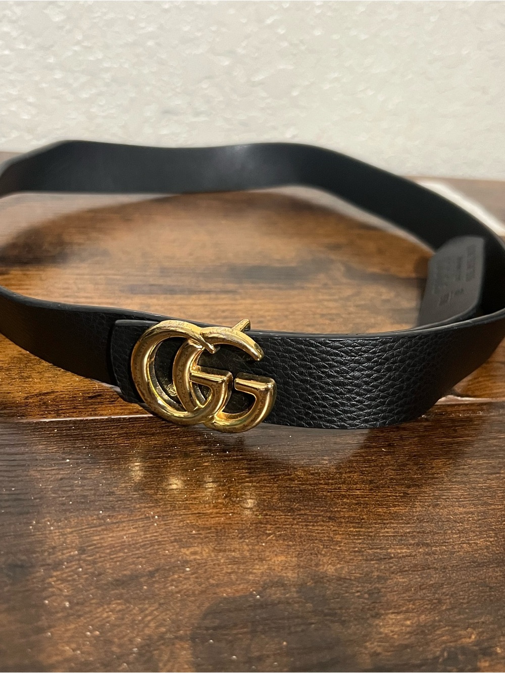 Black Belt with Gold Double G Interlocking Buckle